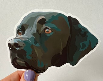 Black Labrador retriever dog face vinyl sticker