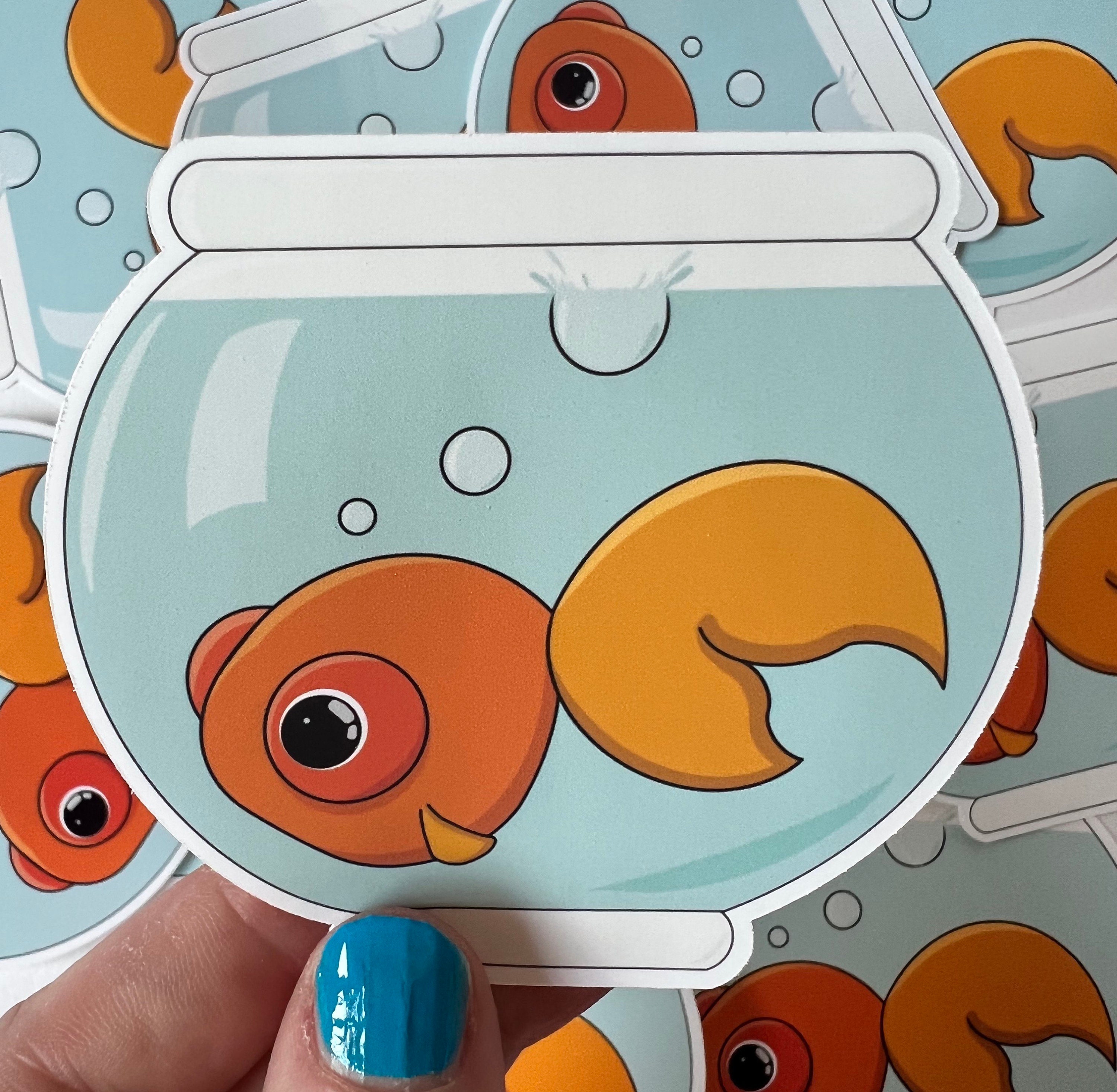 Waterproof Vinyl Sticker Kawaii Goldfish Bowl - Etsy Waterproof Vinyl Sticker Kawaii Goldfish Bowl - Etsy