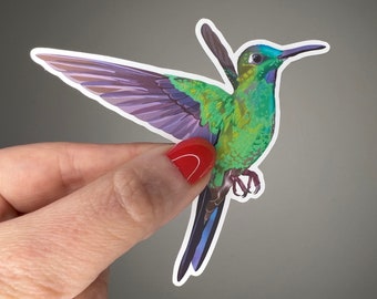 Hummingbird waterproof vinyl sticker, wildlife art, gift for birdwatchers