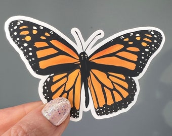 Waterproof vinyl monarch butterfly sticker. Save monarchs, endangered butterflies