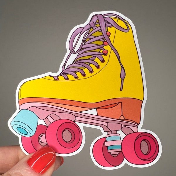 Autocollant de patin à roulettes en vinyle imperméable, rose, jaune, violet, bleu, botte à roulettes, cadeau de roller derby