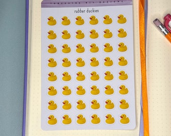 Rubber duck planner stickers. Rubber ducky, duckies, self care, bath time reminder sticker sheet for bullet journaling