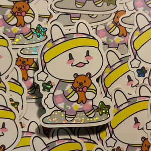 Rabbit Babies “Sweet Dreams” Waterproof Vinyl Sticker - Kawaii Bunny Bedtime Sticker