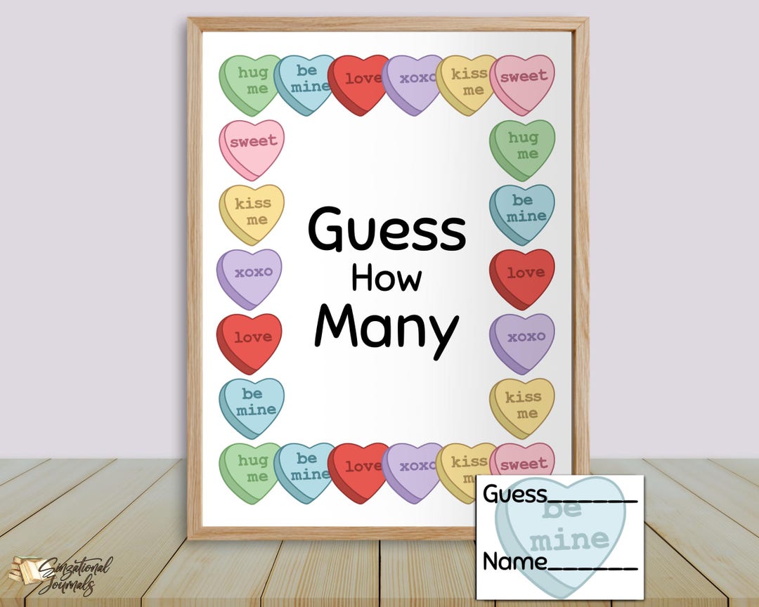 Valentine's Day Guess How Many Game Sign and Cards (PDF Download), How ...
