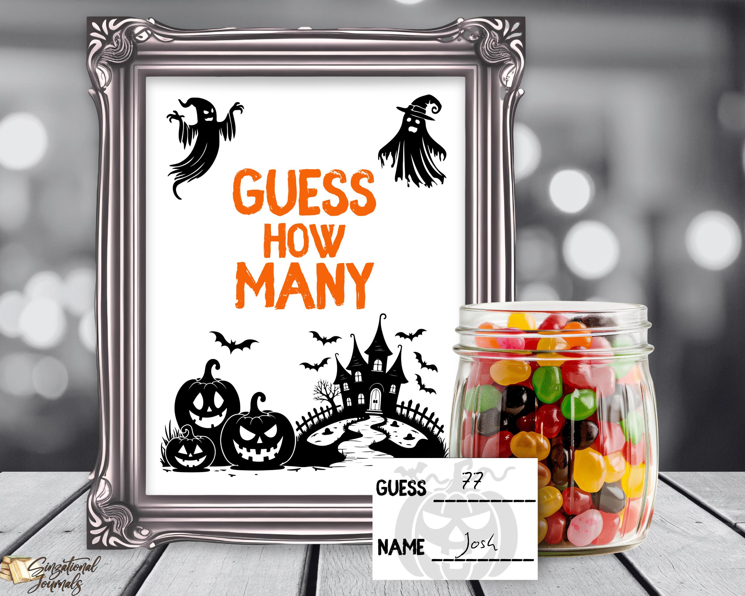 Spooky Halloween Guess How Many Game Sign and Cards (PDF Download ...