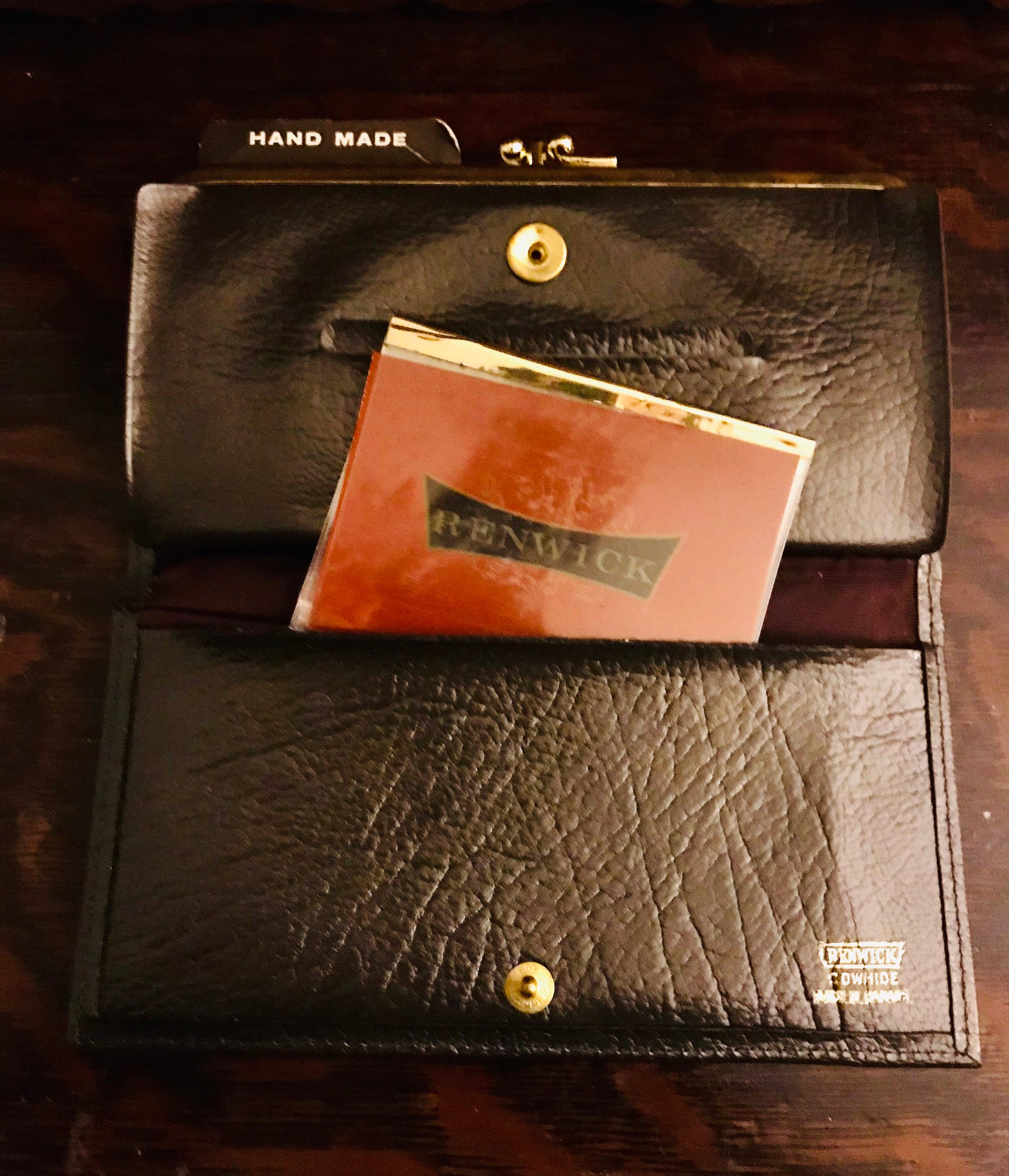 Men's Leather Billfold Money Clip Snap Wallet - Houndstooth Smoke