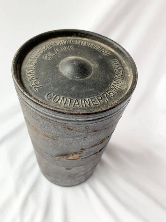 WWI 75 MM EMPTY Black Artillery Shell Casing Canister Empty Container Only  -  Canada