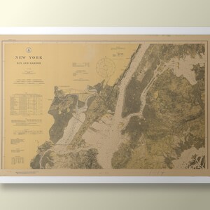 Baie de New York et Habor de 1914 - Carte marine historique