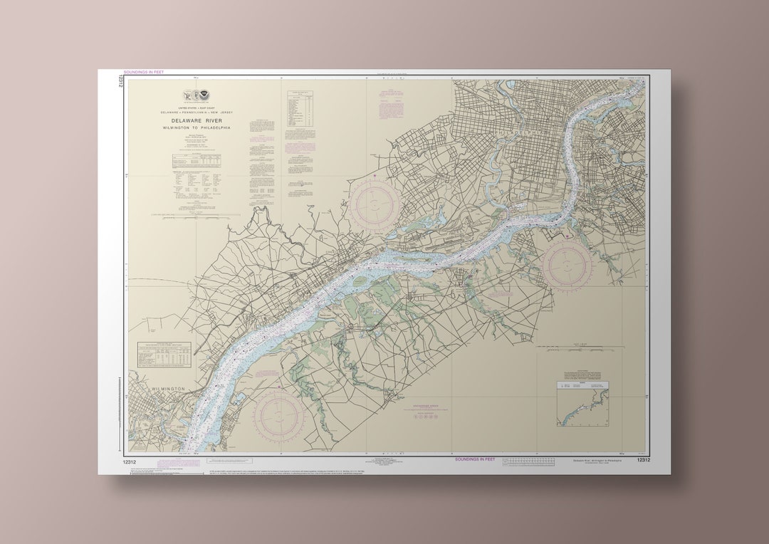 Delaware Nautical Chart Delaware River Wilmington to Philadelphia