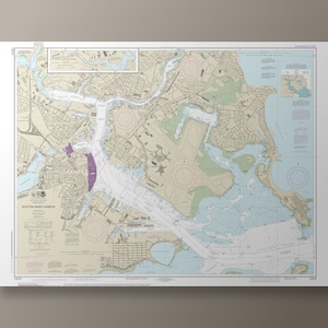 Boston - Carte marine - Intérieur du port de Boston