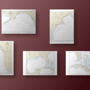 Ligne côtière des États-Unis - SUPER BUNDLE avec 5 cartes - d'ouest, du sud à l'est