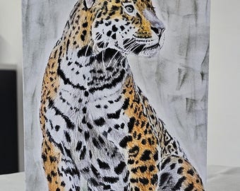 Tarjeta de jaguar, tarjeta en blanco, tarjeta de bellas artes, tarjeta de felicitación, tarjeta dibujada a mano, tarjeta de vida silvestre, tarjeta de vida silvestre africana, tarjeta de animal, gato grande, tarjeta con tarjeta