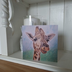 Biglietto giraffa, biglietto vuoto, biglietto d'arte, biglietto di auguri, biglietto disegnato a mano, biglietto con fauna selvatica, biglietto con fauna selvatica africana, biglietto con animali, biglietto, saluti