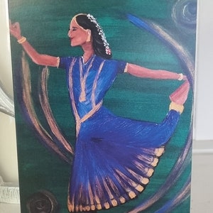 Grußkarte, Kunstkarte, Blanko Grußkarte, Bharatanatyam Tänzer. Traditioneller Tanz, grüßt Karte, kardiert