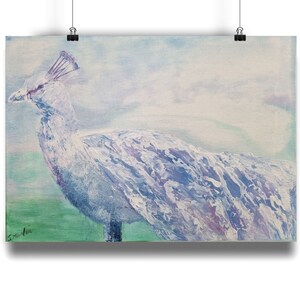 Original Painting Peacock Art, Acrylic Wall Art, Pastel Colours
