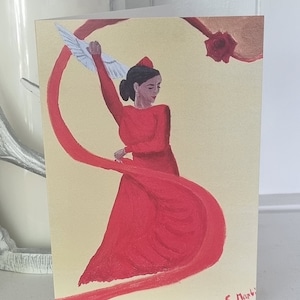Tarjeta de felicitación, Tarjeta de arte, Tarjeta de felicitación en blanco, Español, Flamenco, Espiritual, Mujer, Tarjeta de saludo, Cardada