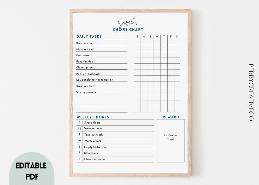 Chore Chart for Kids Chore Chart Behavior Chart Reward - Etsy Finland