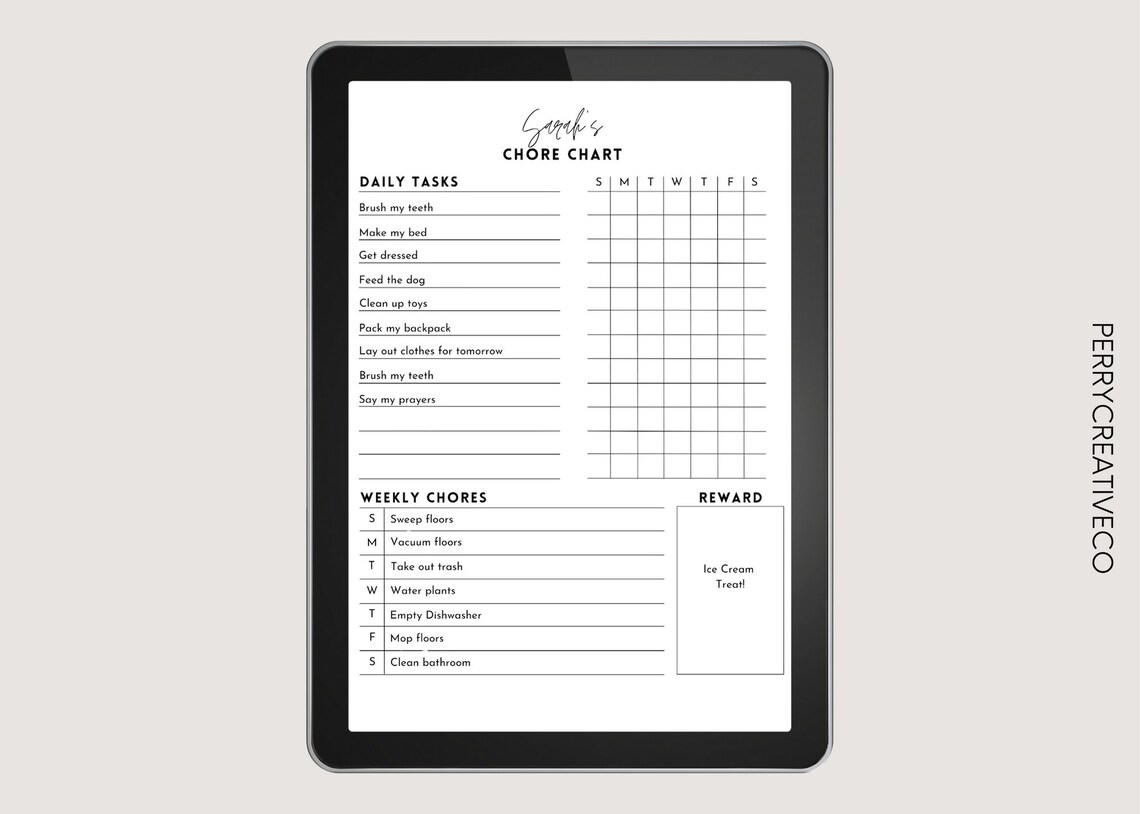 Chore Chart for Kids, Chore Chart, Behavior Chart, Reward Chart, Reward