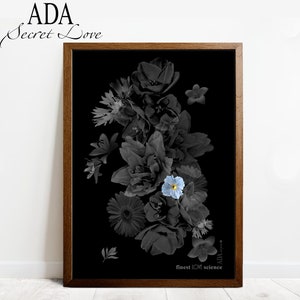 Flower Darkness Vol.1 – Blumen Dunkelheit, Kunstdruck, Art Print, Digital Art, Dunkle Blumen, Blumen Bouquet  mit  Farbakzenten