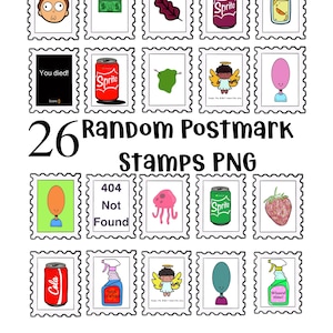 26 Random Postmark Stamps Clipart Stamp Set DFT Custom PNG Stamps Web Stamps Net Files Stamps Emotes