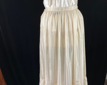 Vintage long silk skirt with wide silk lace border.