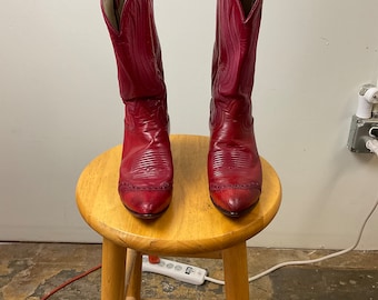 Vintage rote Tony Lama Cowboy Stiefel Größe 6B