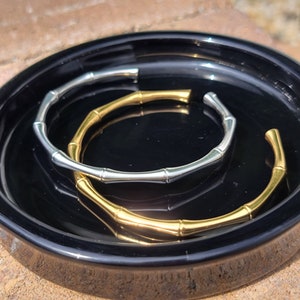 Stainless Steel Bamboo Bracelet Cuff, Gold & Silver, Adjustable, Bangle, Unique, Birthday Gift, Mother's Day, Christmas,  Valentine's Day