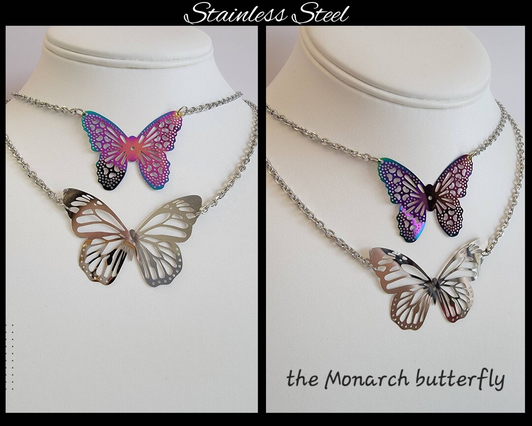 Stainless Steel Necklace Stainless Steel Butterfly Necklace Etsy