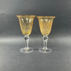 Vintage Water Goblets, Blown Glass, Amber Water Goblets, Set of Glasses, Iris Citrine by Artland Water Goblets, Vintage Glassware, Gift Idea