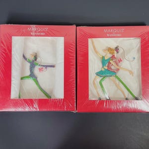Christmas Ornaments, Vintage, Holiday Decor, Marquis by Waterford Gliding Giddie Skating Ornaments, Waterford Crystal, Gift