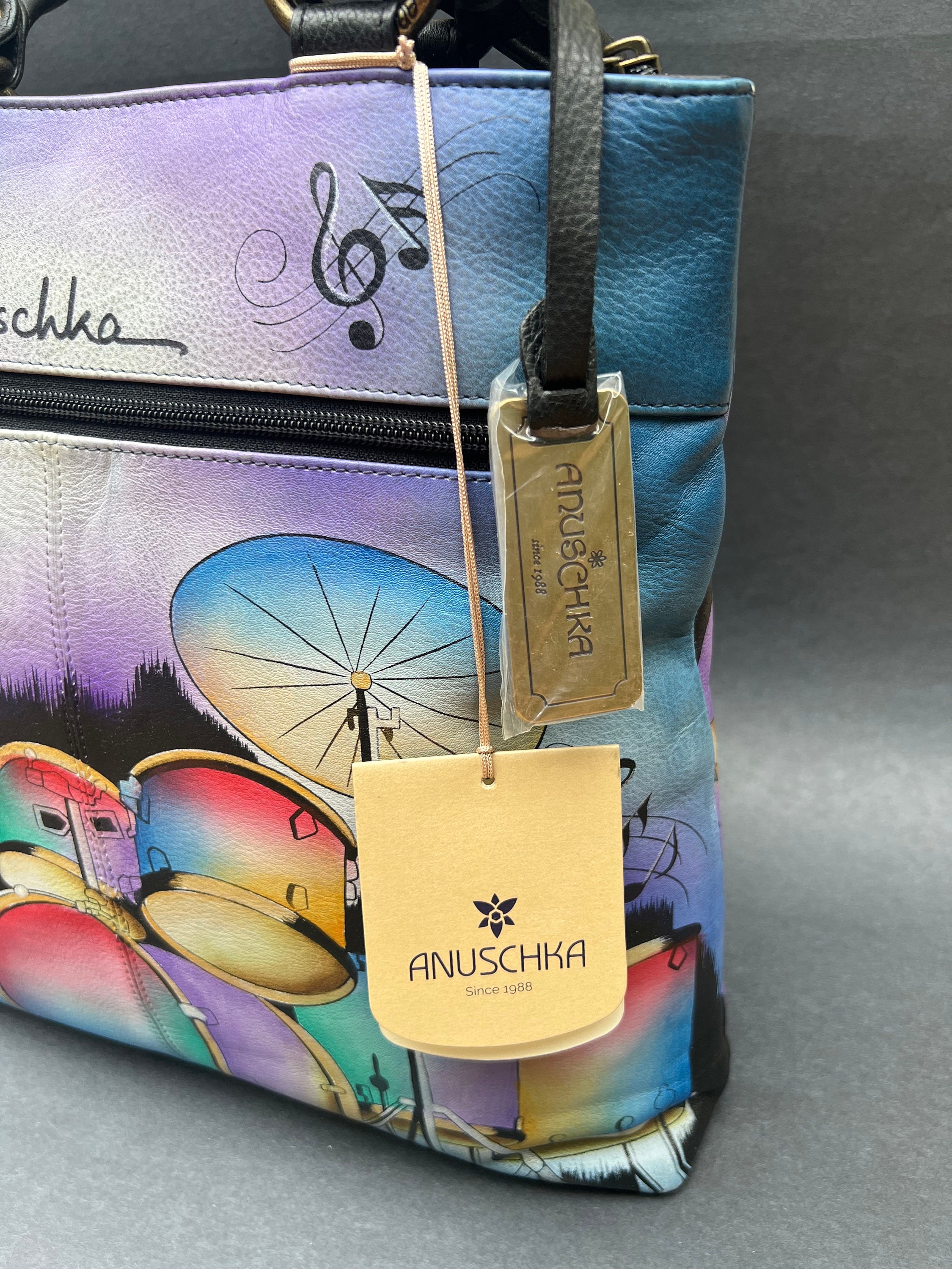 Genuine Leather Handbag Hand Painted Shoulder Handbag Anuschka Tote Bag Jazz Leather Tote Bag Collectible Gift Idea Etsy