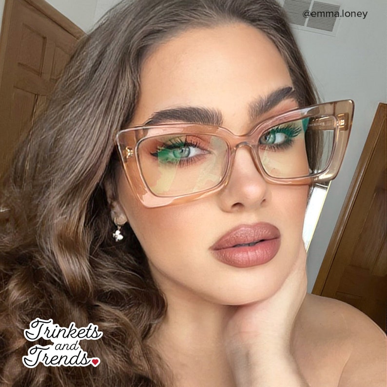 Oversized Glasses Vintage Style Frame Anti Blue Light Etsy