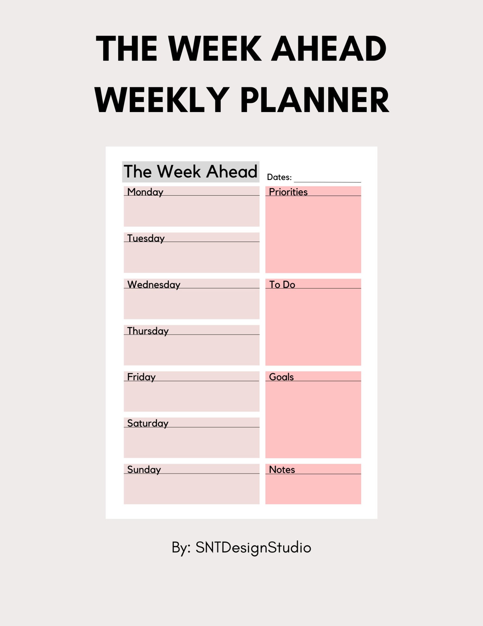 Daily Weekly and Monthly Planner Printable PDF, Daily Organizer, Weekly ...