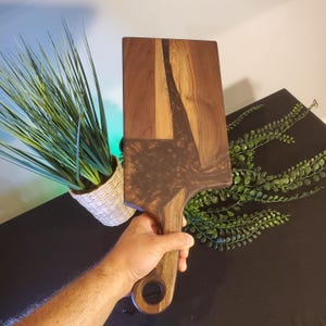 Hand Made, Epoxy Serving board hard maple with handle, Unique