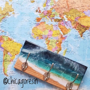 Beach Rack Plastic Epoxy Ocean Coat Rack – Handmade Beach Wall Hook Rack for Entryway or ...