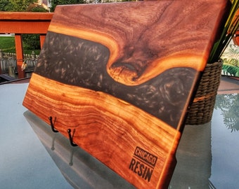 Handmade Black Walnut Resin River Charcuterie Board, Food Safe