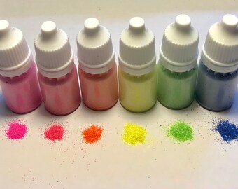 6 x 5ml cosmetic neon glitter puffer bottles - festival face - glitter tattoos