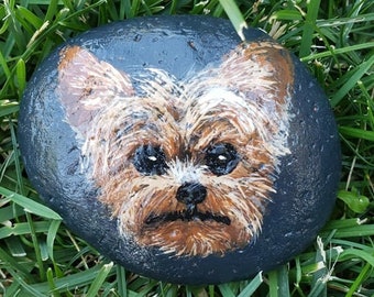 Pebble Painted dog Hand Painted Stone with acrylics and finished