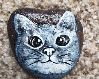 Pebble Painted chat Pierre peinte à la main avec acrylique et fini