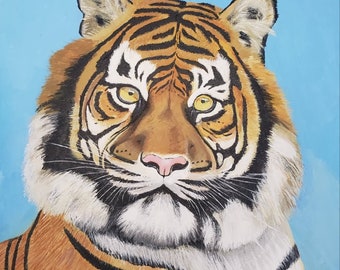 オリジナル虎の絵画 - アクリル肖像画 - 16x20インチ - Etsy 日本