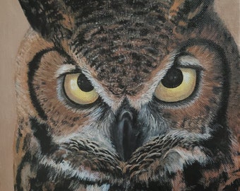 Original Acrylic Painting Owl