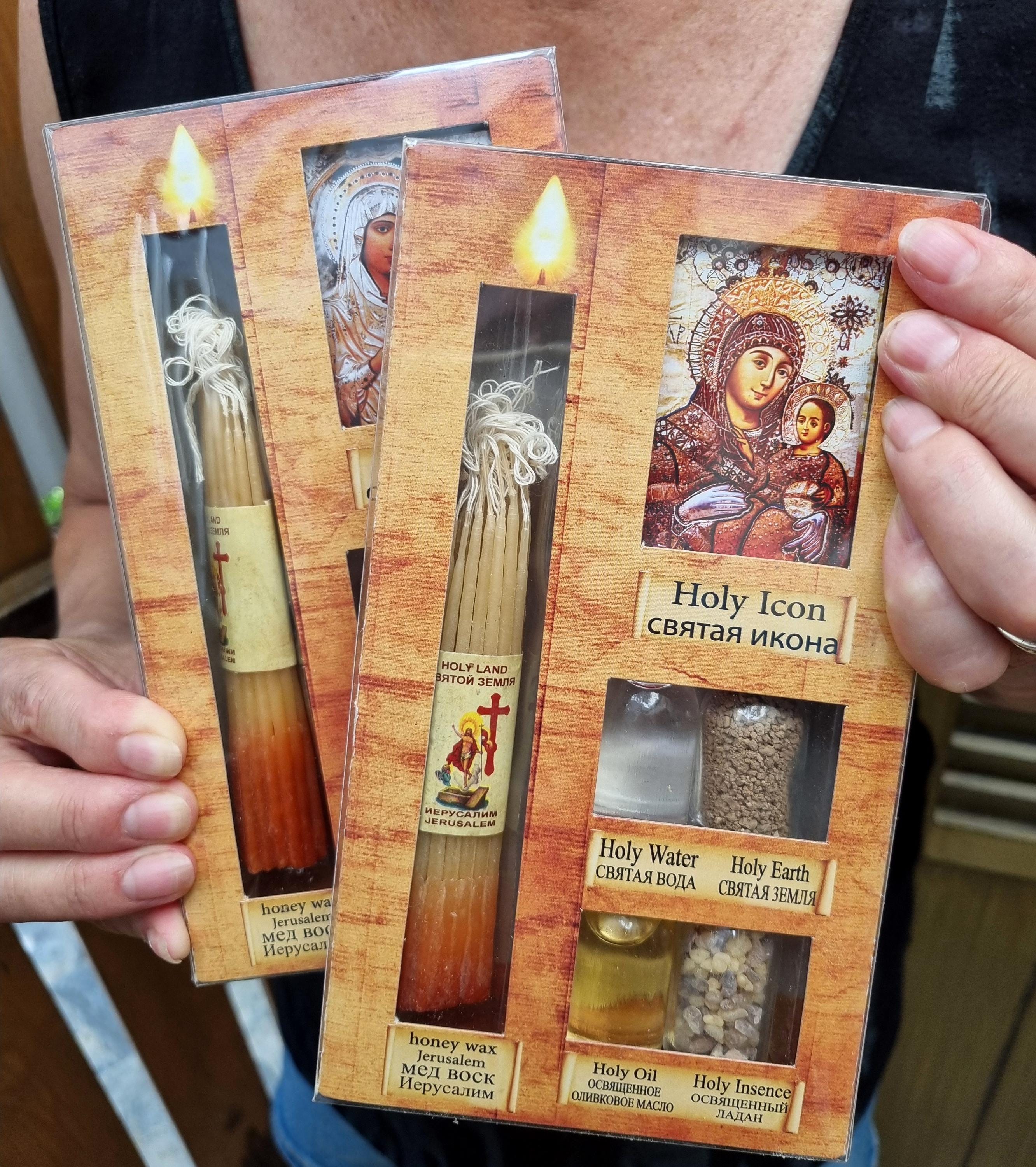 2 Home Blessing set Beeswax 33 Candles Blessed at Holy Sepulchre Jerusalem Church