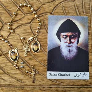 St. Charbel Blessed Anhänger gold filled +Armband+ Ikone Karte gratis Charbal