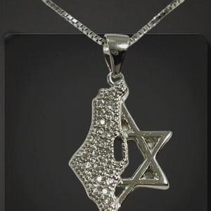 Collier étoile de David en argent sterling 925, collier carte d'Israël, pendentif zircone, bijoux juifs, collier juif