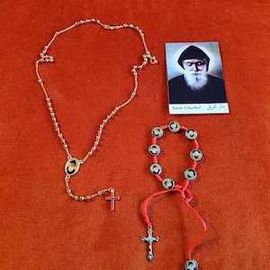 St. Charbel Blessed Anhänger Gold filled +Armband+ Symbol Karte gratis