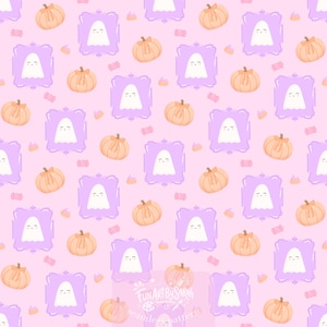 Cute Ghost Seamless File, Pastel Halloween Pattern, Pumpkin Pattern for Wallpaper and Sublimation Design, Halloween Pattern Commercial Use