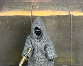 Stan Solo custom gray cloth cape Utini action figure with custom blaster