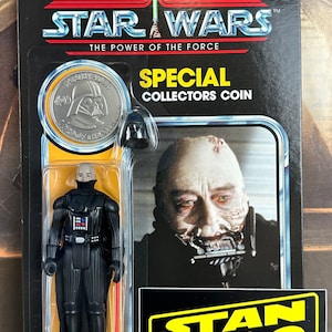 Casque amovible personnalisé Stan Solo BLEMISHED Darth sur un dos cartonné personnalisé en POTF