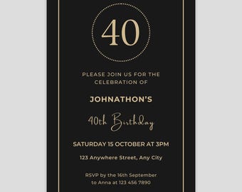 Faire-part 40e anniversaire pour homme