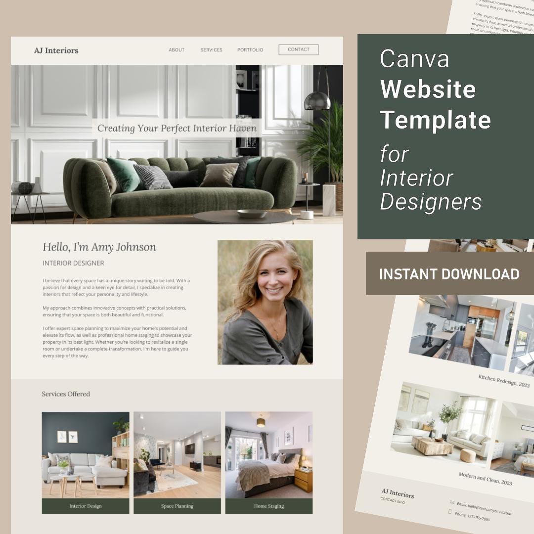 Canva Interior Design Website Template, Interior Designer Portfolio ...